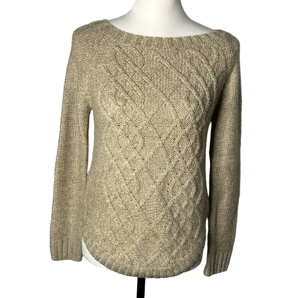 89th and Madison Tan and White Sweater Size Small